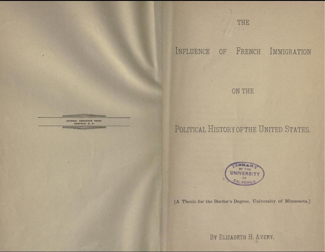 The influence of French immigration on the political history of the United States