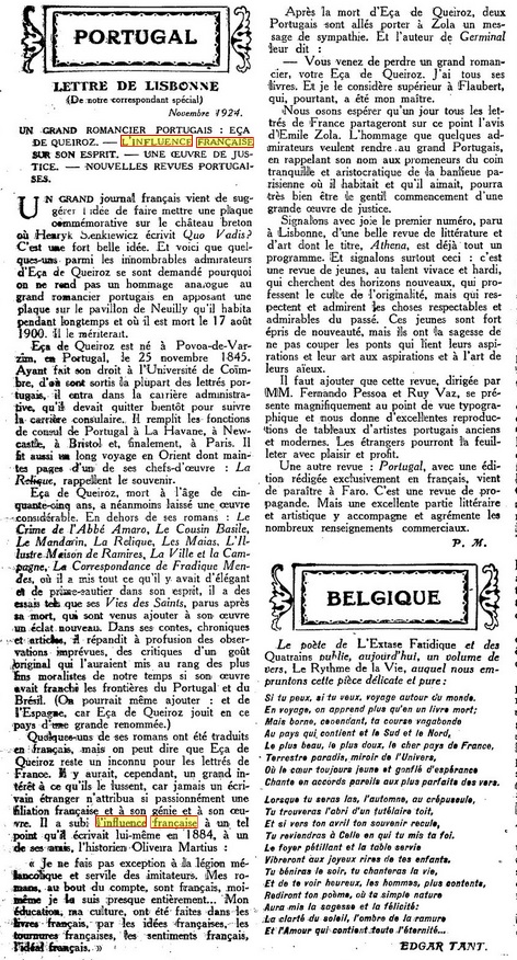 LETTRE DE LISBONNE | Retronews