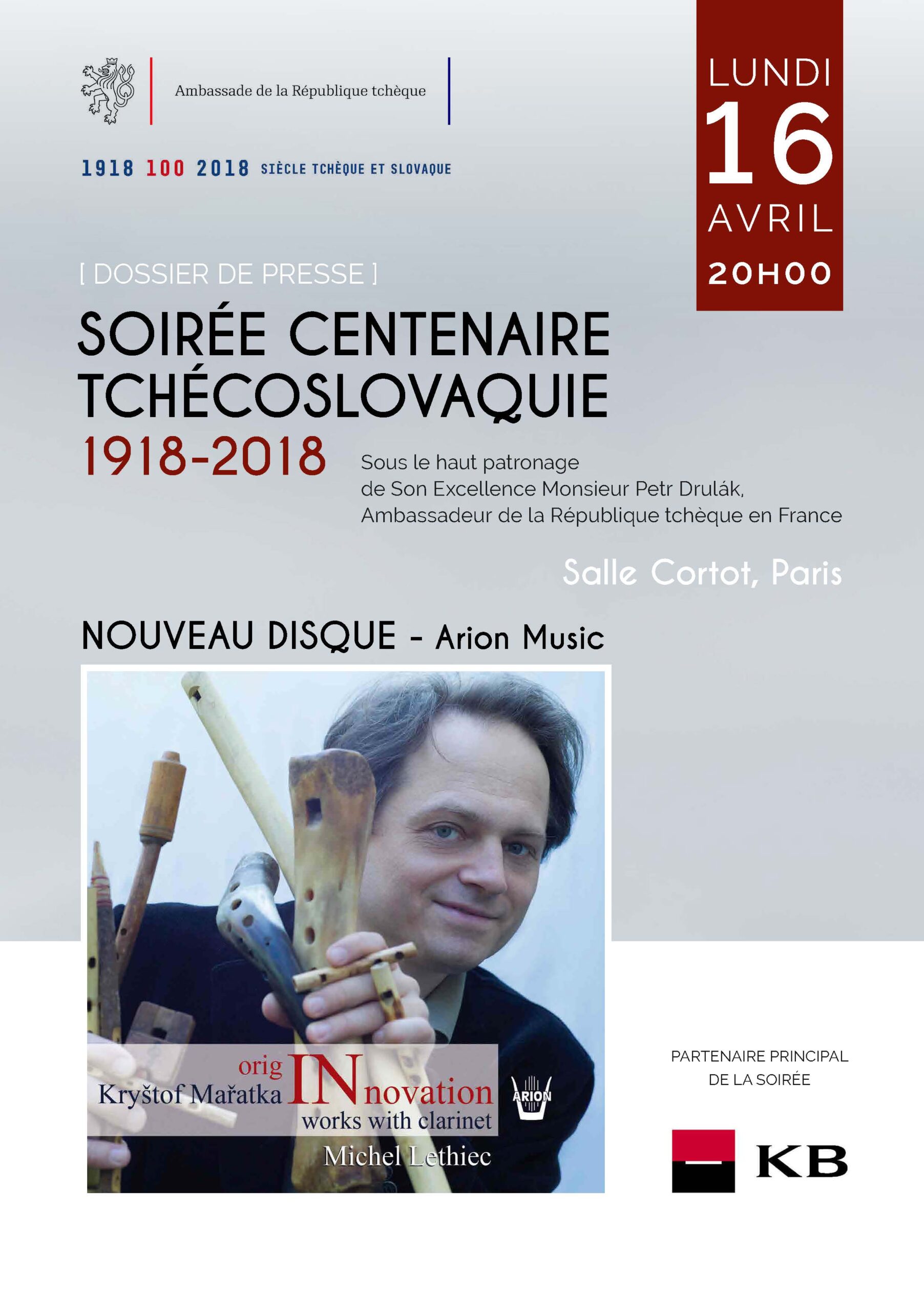 Soirée centenaire Tchécoslovaquie 1918-2018 | Salle Corot, Paris