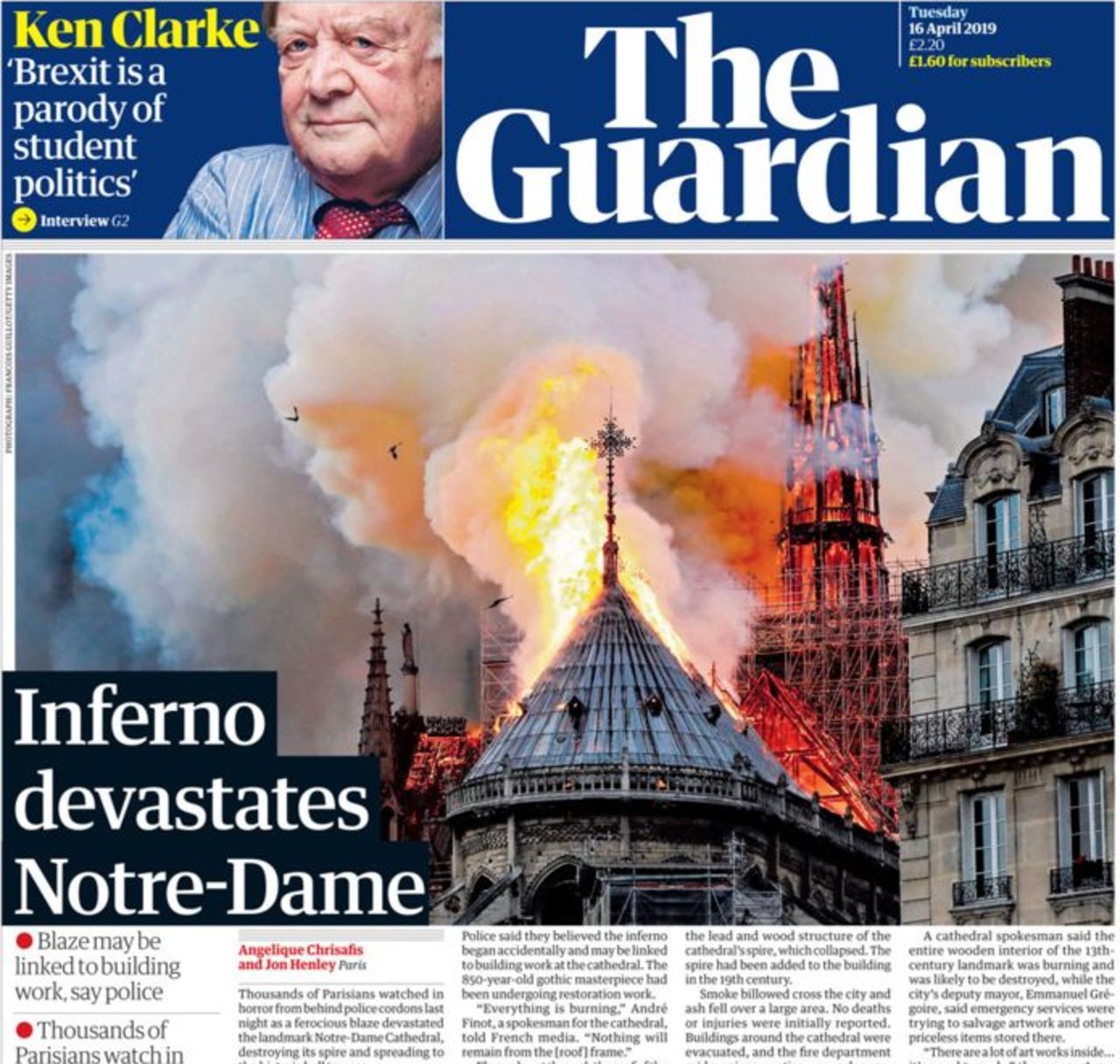 L’incendie de Notre-Dame fait la Une de la presse internationale | Le Parisien
