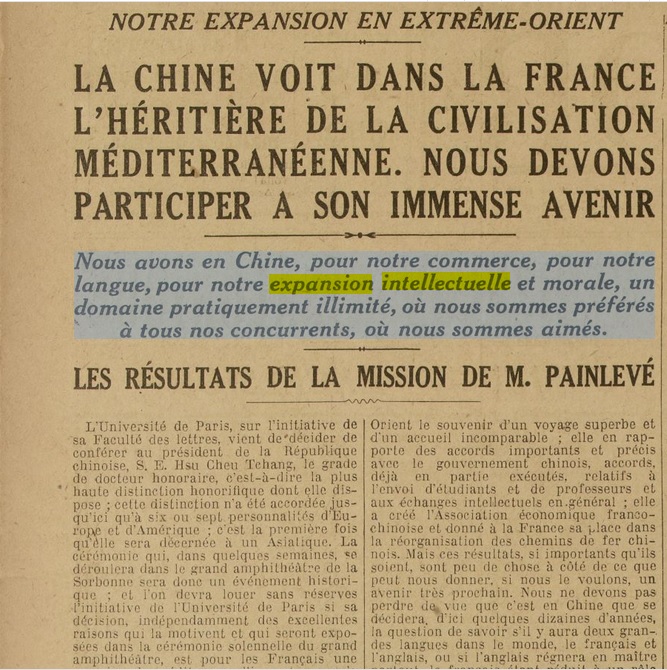 LA CHINE VOIT DANS LA FRANCE L’HÉRITIÈRE DE LA CIVILISATION MÉDITERRANÉENNE. NOUS DEVONS PARTICIPER A SON IMMENSE AVENIR | Rétronews