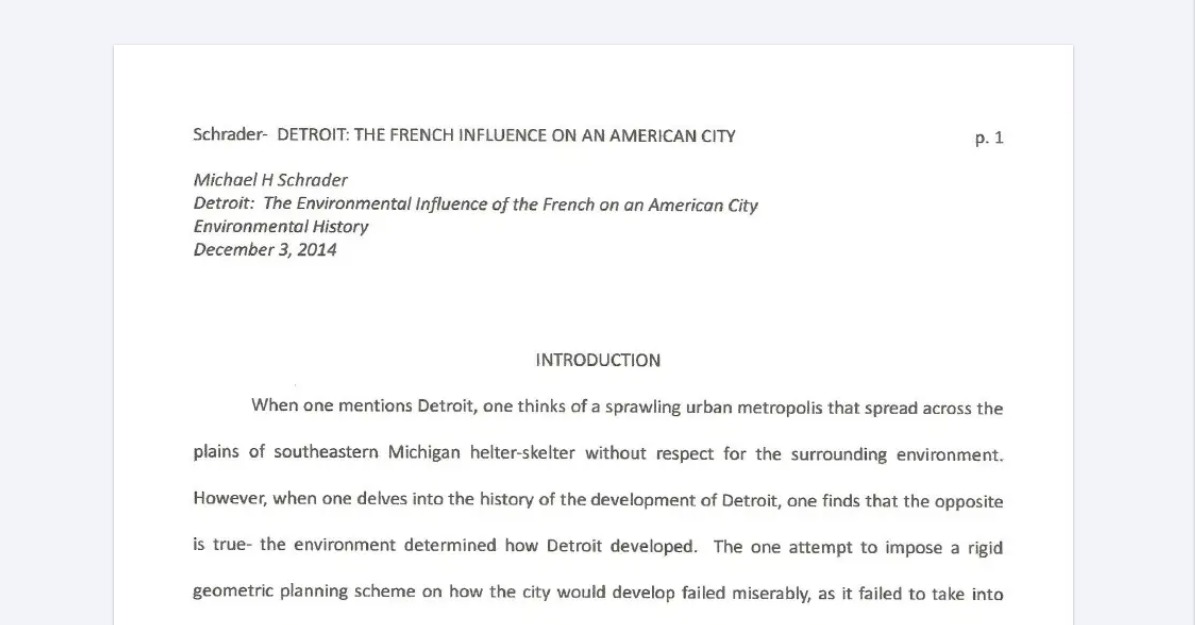 DETROIT:THE FRENCH INFLUENCE ON AN AMERICAN CITY