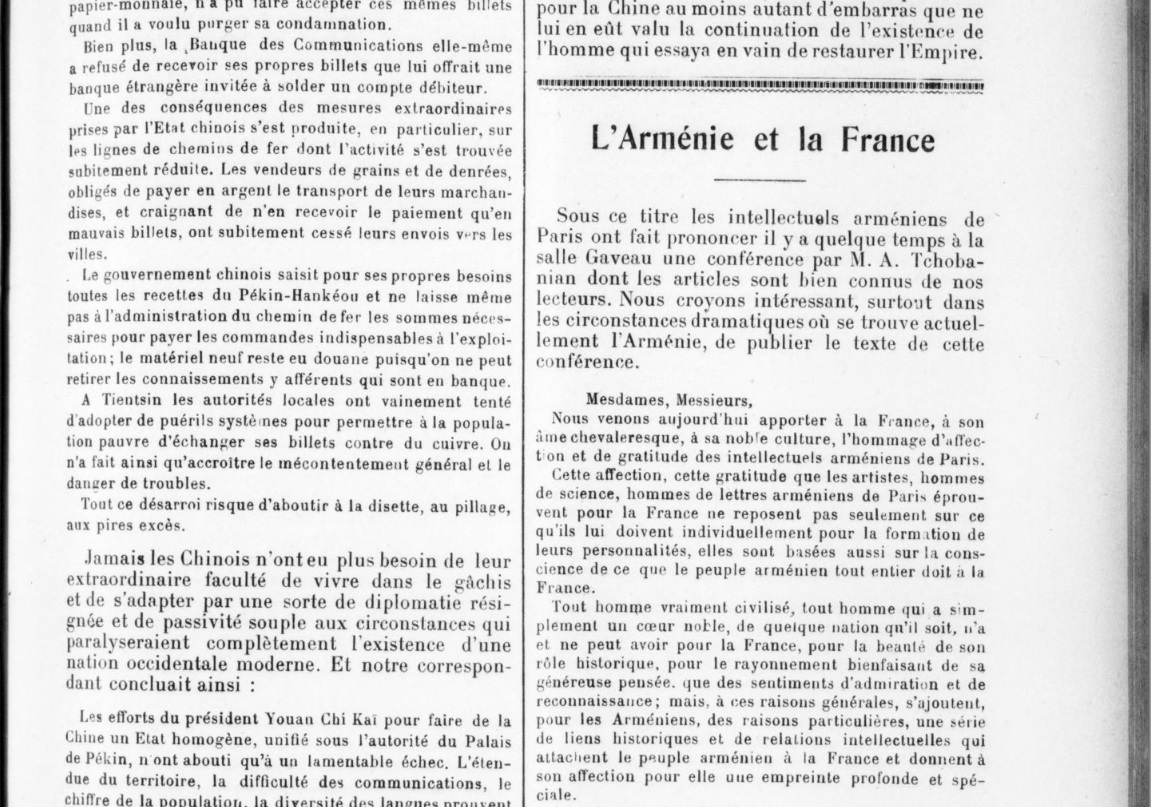 L’Arménie et la France (A. Tchobanian, 1916) | Retronews