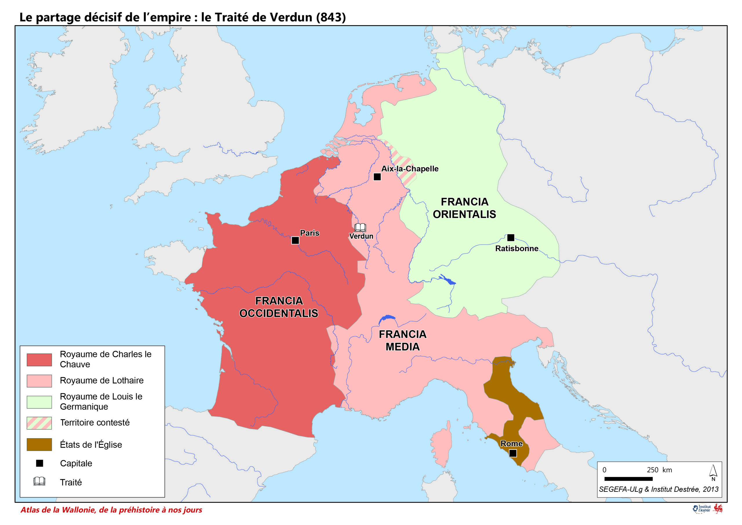 Le partage décisif de l’empire : le Traité de Verdun (843)